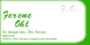 ferenc ohl business card