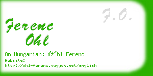 ferenc ohl business card